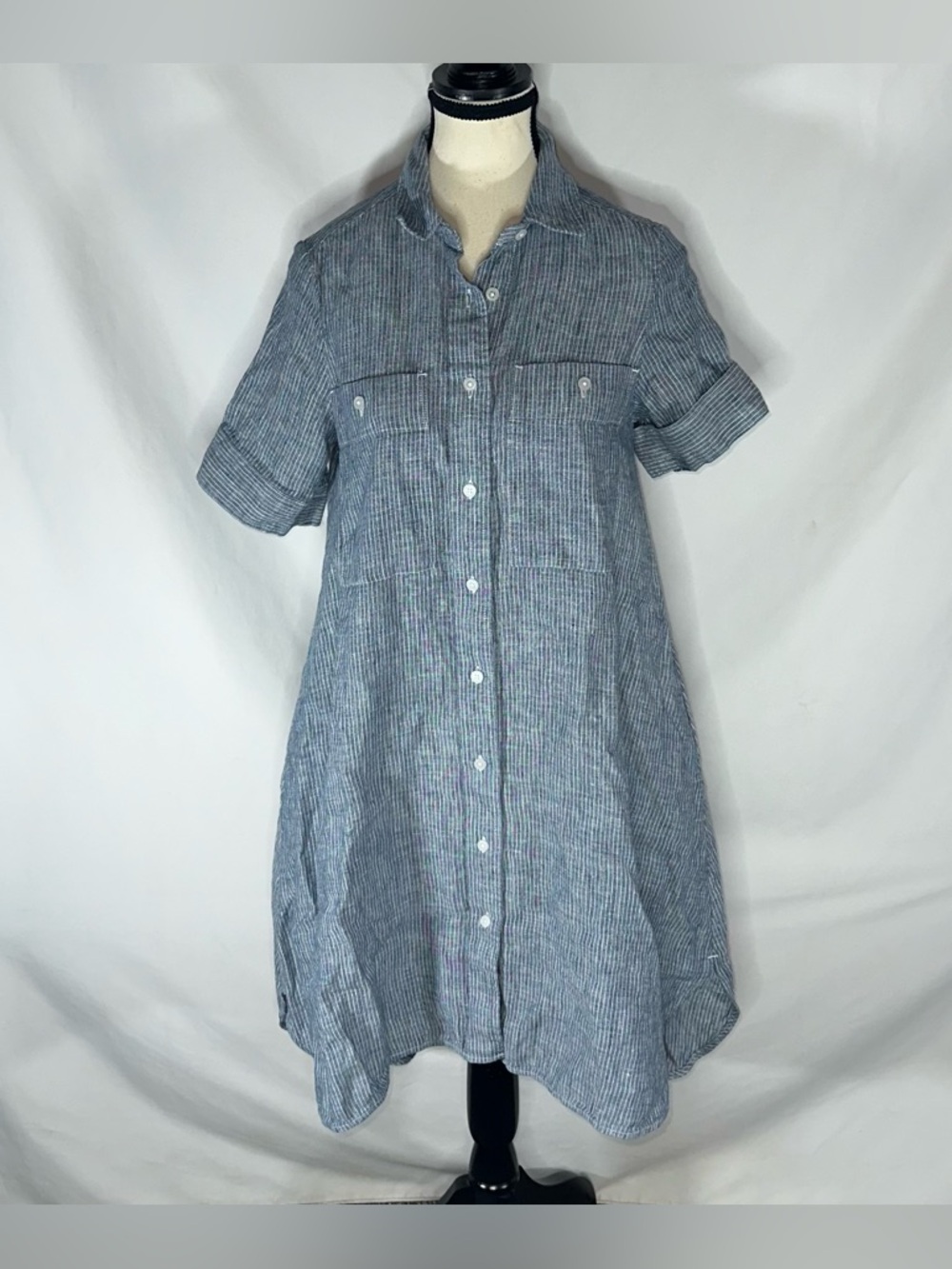 Everlane The Daytripper Shirt Dress Womens XXS 100% European Flax Linen Striped - Picture 5 of 13